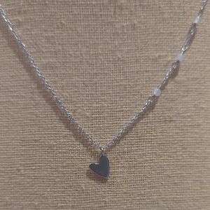 Silver Heart Pendant Necklace - Women's Jewelry